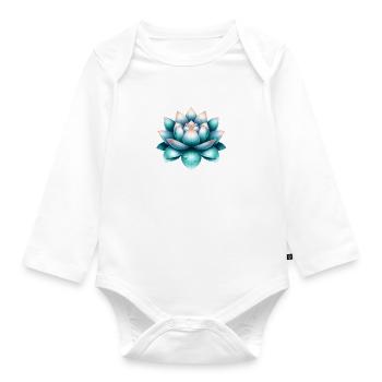 Serene Lotus Flower - Organic Longsleeve Baby Bodysuit - white - Front