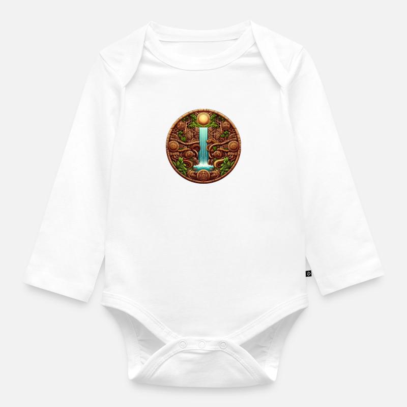 Maya Waterfall - Organic Longsleeve Baby Bodysuit - white