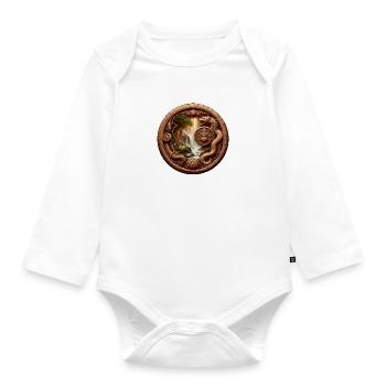 Maya meets China around - Organic Longsleeve Baby Bodysuit - white - Front