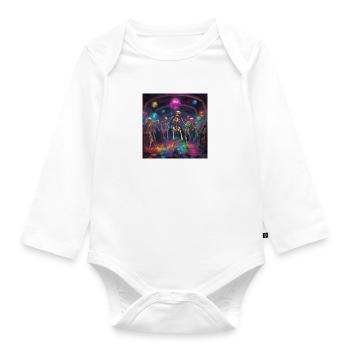 Skeleton Dance Lesson - Organic Longsleeve Baby Bodysuit - white - Front