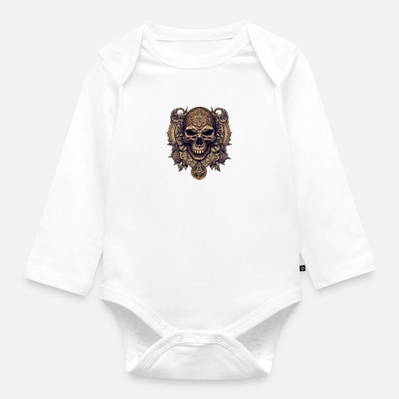 Crâne - Body Bébé bio manches longues - blanc