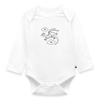 Drache Fly High - Baby Bio-Langarm-Body - Weiß - Vorne