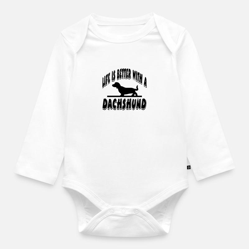 Teckel - Body Bébé bio manches longues - blanc