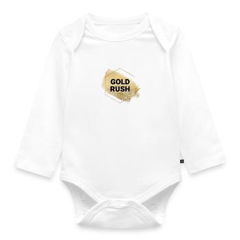 Gold- Rush Logo - Organic Longsleeve Baby Bodysuit - white - Front