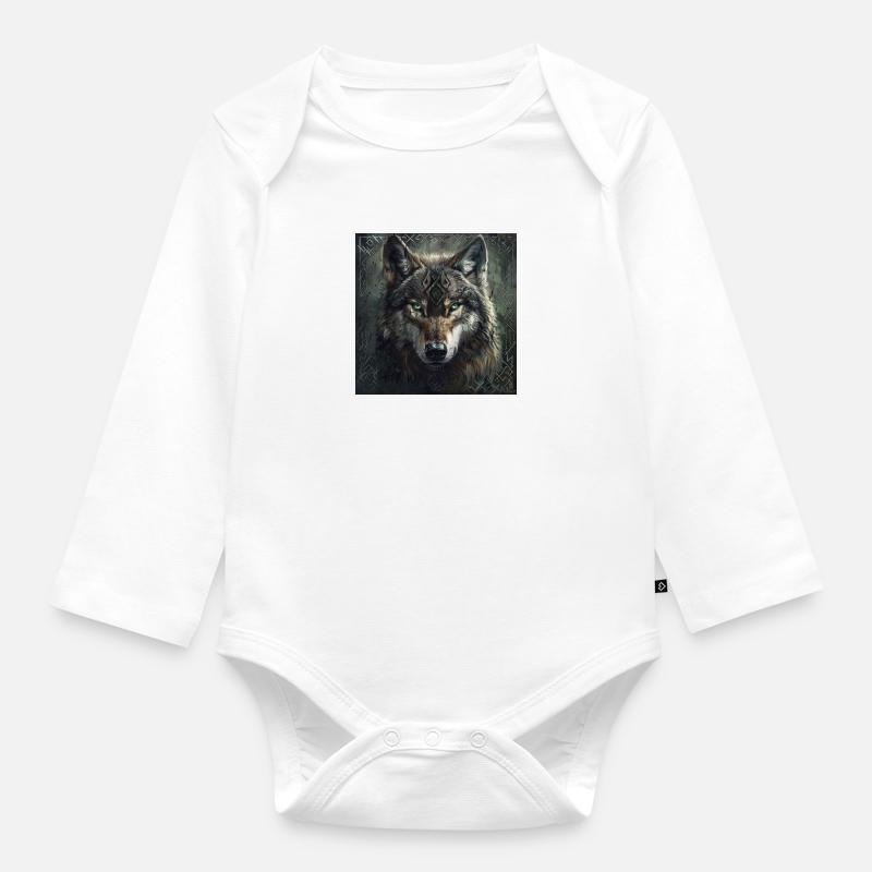 Wikinger Wolf Odins Wölfe Geri & Freki Valhalla - Baby Bio-Langarm-Body - Weiß