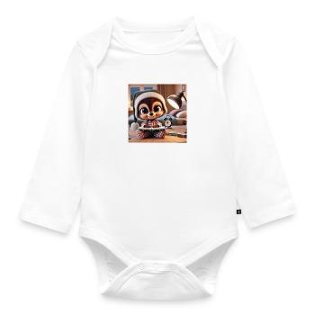 Schlafen mit deinem Kuscheltier - Baby Bio-Langarm-Body - Weiß - Vorne