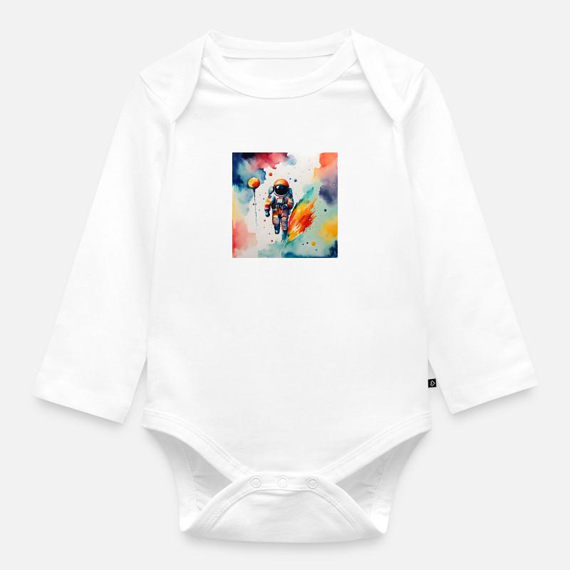Astronaut - Baby Bio-Langarm-Body - Weiß