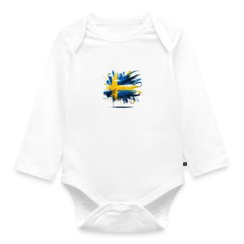 Sverige Sweden Flag Schweden Flagge - Organic Longsleeve Baby Bodysuit - white - Front