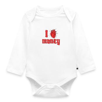 I Heart Money - Organic Longsleeve Baby Bodysuit - white - Front