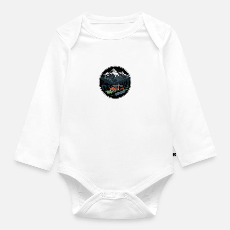 Schweizer Berge - Baby Bio-Langarm-Body - Weiß