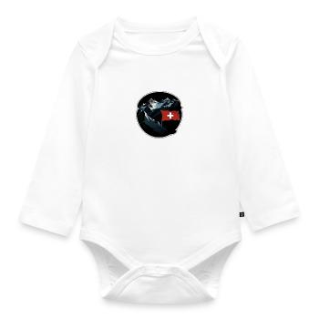 Schweizer Flagge - Baby Bio-Langarm-Body - Weiß - Vorne