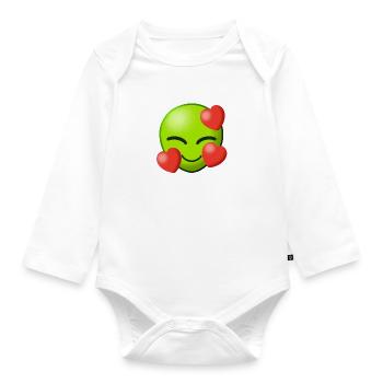 Alien Love Liebe Aliens Heart Herz Außerirdisch I - Baby Bio-Langarm-Body - Weiß - Vorne