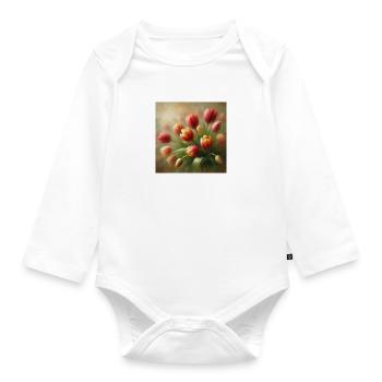 Aesthetic Tulips Flowers - Organic Longsleeve Baby Bodysuit - white - Front