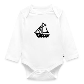 Small Sailboat - Organic Longsleeve Baby Bodysuit - white - Front