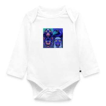 Pop Art Raven Sheep Cat Mole Halloween Animals - Organic Longsleeve Baby Bodysuit - white - Front