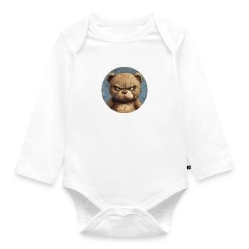 Grim Teddy : Robuste et unique - Body Bébé bio manches longues - blanc - Devant