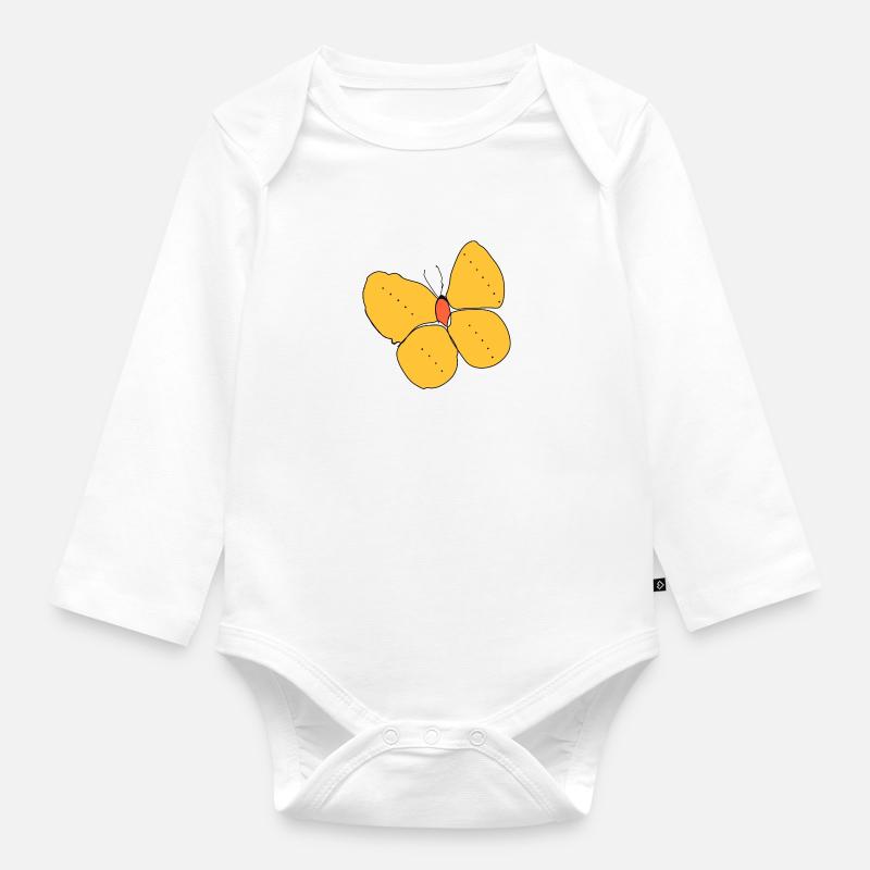Un papillon jaune - Body Bébé bio manches longues - blanc