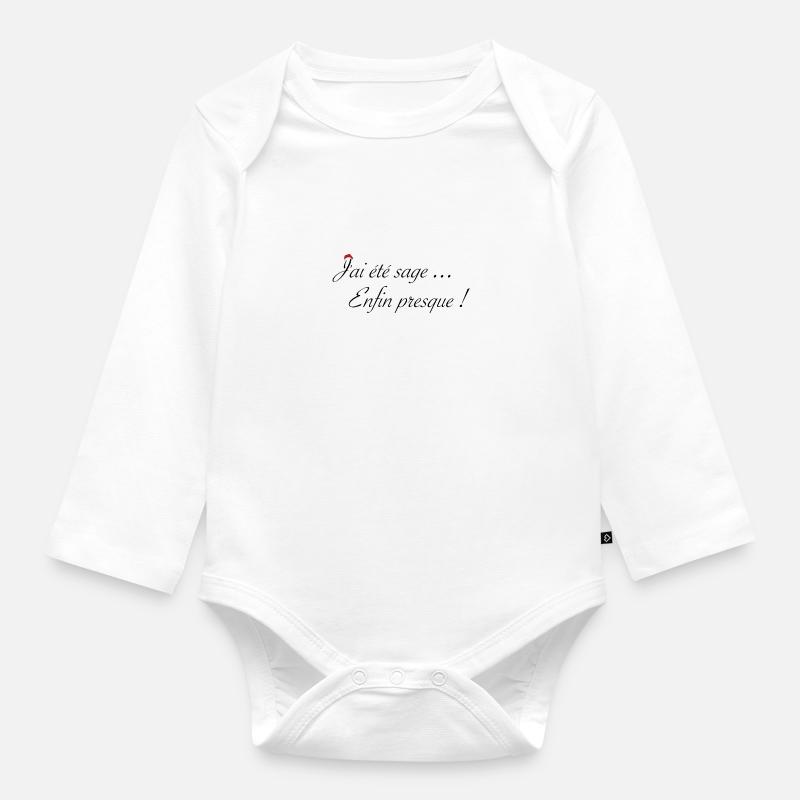 j'ai été sage avec bonnet - Body Bébé bio manches longues - blanc