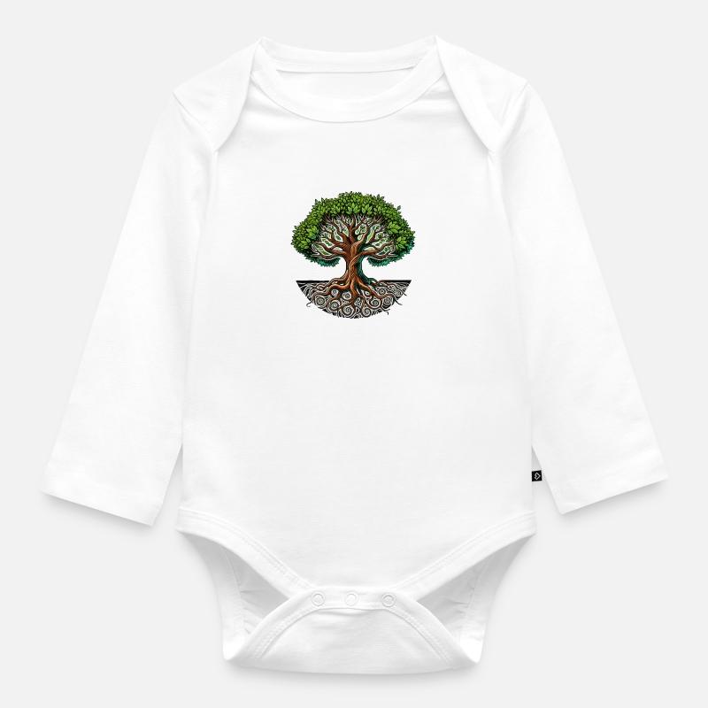 baum des lebens - Baby Bio-Langarm-Body - Weiß