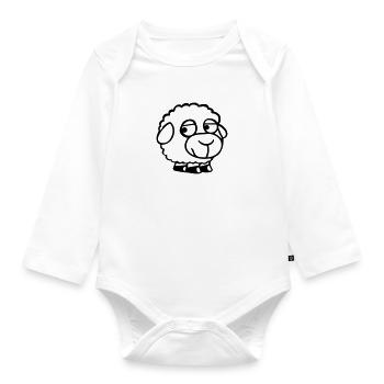Sheep Sad Shy Introvert Unhappy - Organic Longsleeve Baby Bodysuit - white - Front