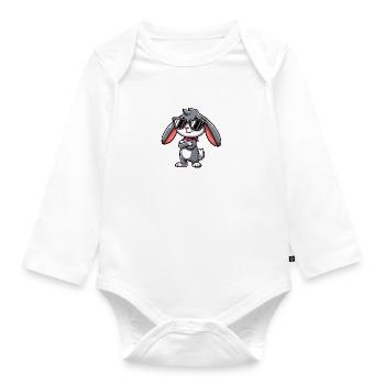 Bunny Comic Sunglasses - Organic Longsleeve Baby Bodysuit - white - Front