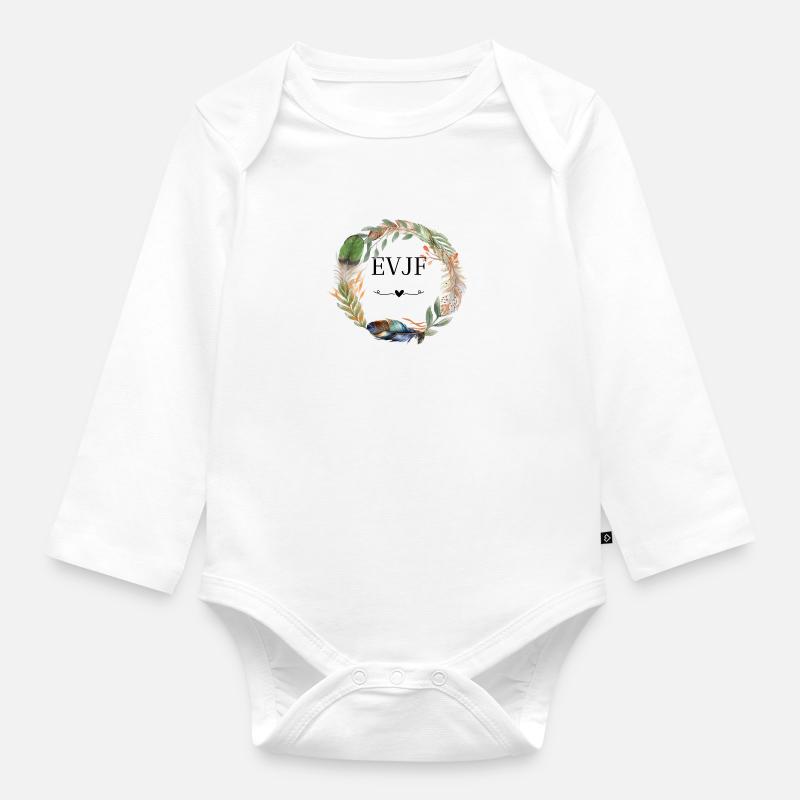 EVJF couronne fleurs boho - Body Bébé bio manches longues - blanc