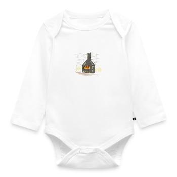 Lighted wood-burning fireplace - Organic Longsleeve Baby Bodysuit - white - Front
