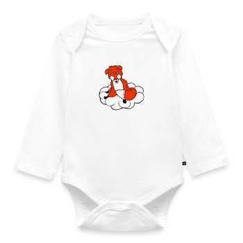Fox On Cloud Tired Confused Dazed Crazy - Organic Longsleeve Baby Bodysuit - white - Front