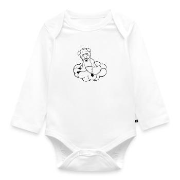 Fox On Cloud Tired Confused Dazed Crazy - Organic Longsleeve Baby Bodysuit - white - Front