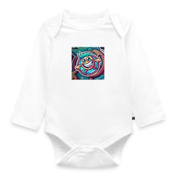 Happy Cartoon Atmosphere - Organic Longsleeve Baby Bodysuit - white - Front
