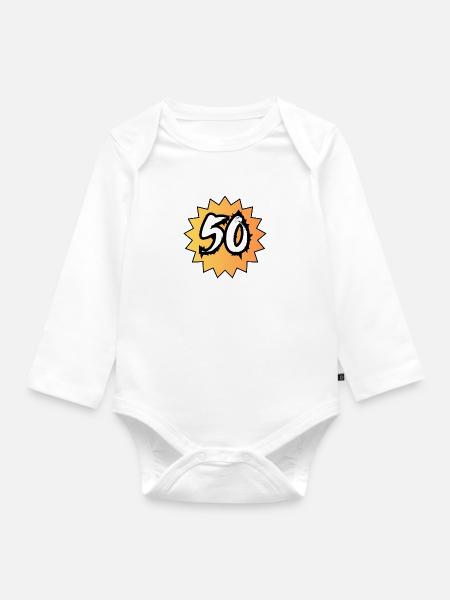 50 Jahre - Baby Bio-Langarm-Body - Weiß
