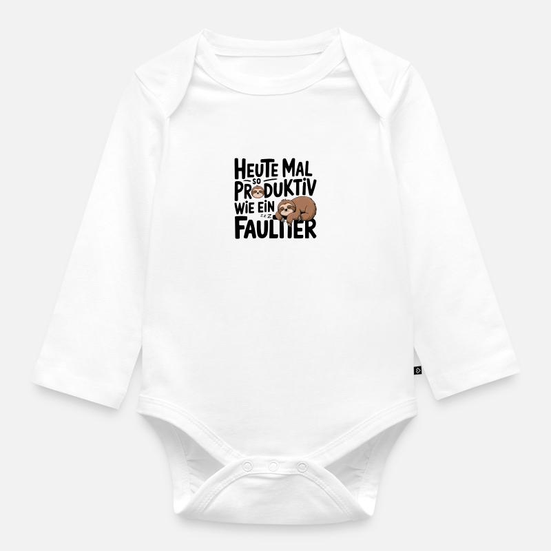 Productive sloth-style - Organic Longsleeve Baby Bodysuit - white