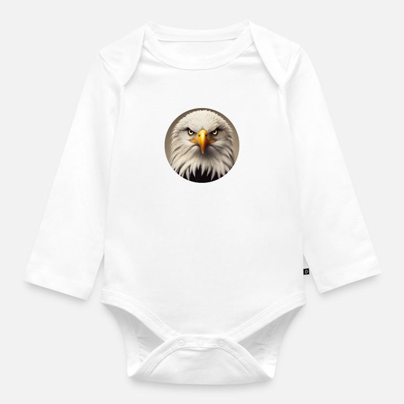 Bald eagle - Organic Longsleeve Baby Bodysuit - white