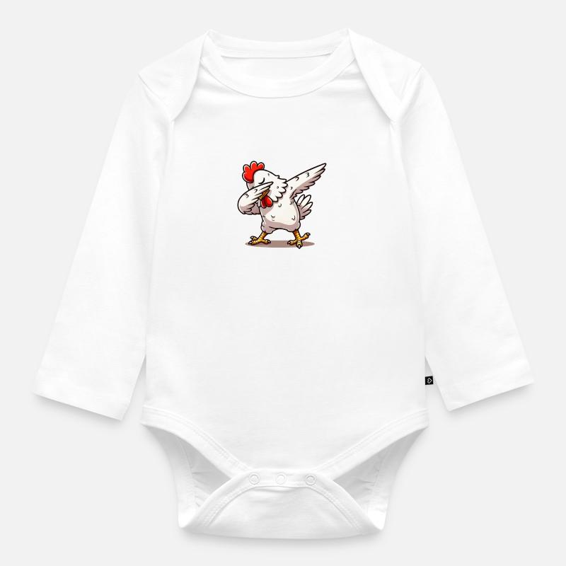 dabber du poulet - Body Bébé bio manches longues - blanc