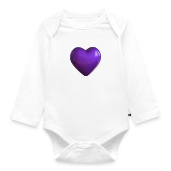 Lila Herz - Baby Bio-Langarm-Body - Weiß - Vorne