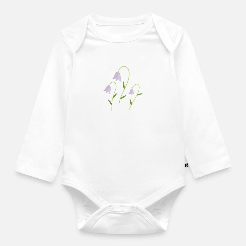 campanules - Body Bébé bio manches longues - blanc