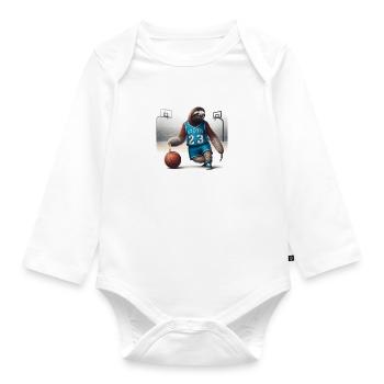 Sloth Basketball Tramp 23 - Organic Longsleeve Baby Bodysuit - white - Front