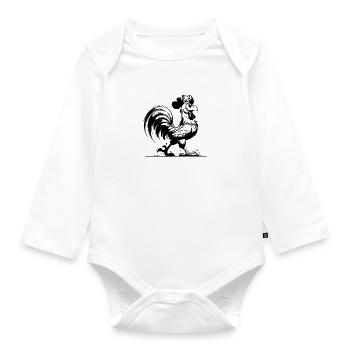 Mein Kamm, mein Hof, mein Style ich bin der Gockel - Baby Bio-Langarm-Body - Weiß - Vorne