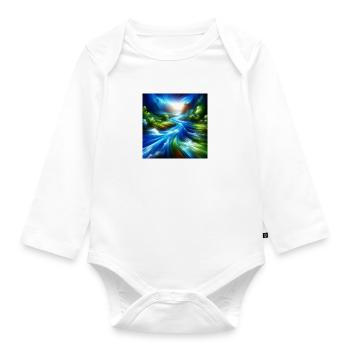 Flowing River - Organic Longsleeve Baby Bodysuit - white - Front