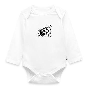 Fussball Knall Tor Fussballer - Baby Bio-Langarm-Body - Weiß - Vorne