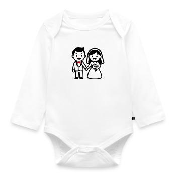 Hochzeitspaar Ehepaar - Baby Bio-Langarm-Body - Weiß - Vorne