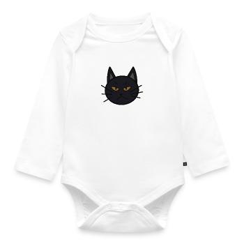 Nero die Katze - Baby Bio-Langarm-Body - Weiß - Vorne