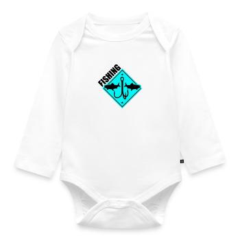 Fishing Fishing Fishing Hooks - Organic Longsleeve Baby Bodysuit - white - Front