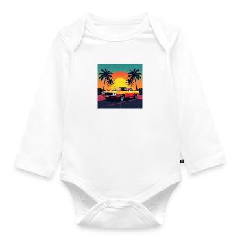 Vintage car - Organic Longsleeve Baby Bodysuit - white - Front