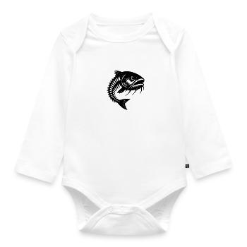 Fish bones with a bad mood - Organic Longsleeve Baby Bodysuit - white - Front