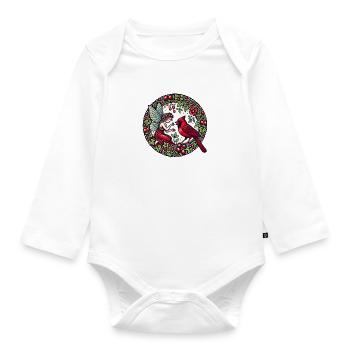 Nördliche Kardinalsfee – Wald-Wintergeist D - Baby Bio-Langarm-Body - Weiß - Vorne