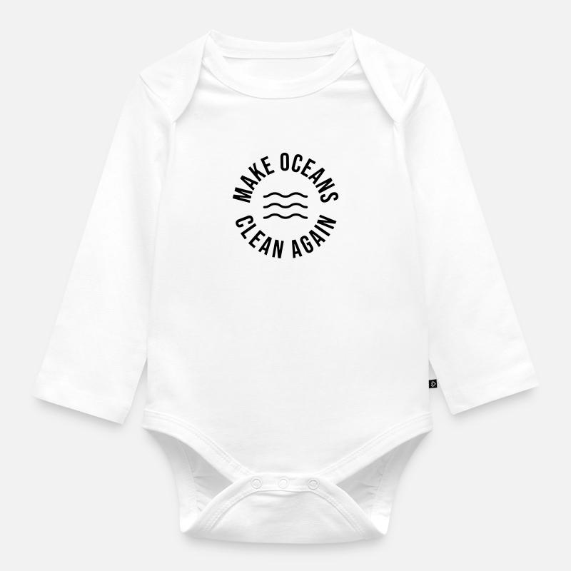 Make Oceans Clean Again - Baby Bio-Langarm-Body - Weiß