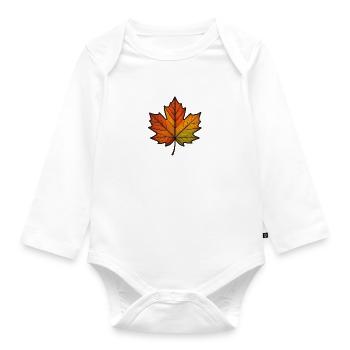 Leaf Autumn Maple Leaf - Organic Longsleeve Baby Bodysuit - white - Front
