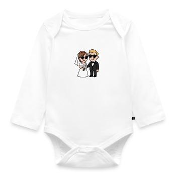 brautpaar ehepaar comic - Baby Bio-Langarm-Body - Weiß - Vorne