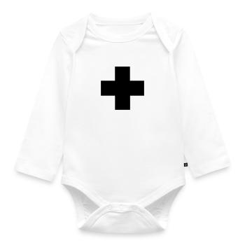 Erste-Hilfe-Kreuz - Baby Bio-Langarm-Body - Weiß - Vorne